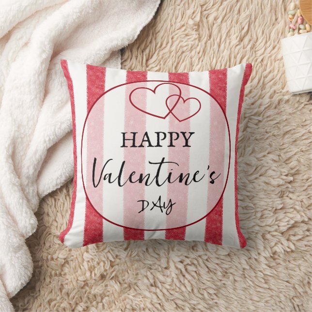 Coussin Joyeuse Saint-Valentin Cœurs Rayés (Couverture)