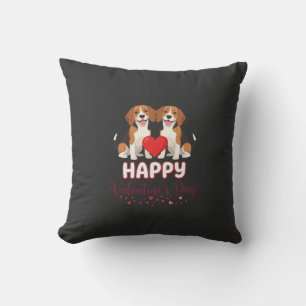 Coussin Joyeuse Saint-Valentin Couple Beagle