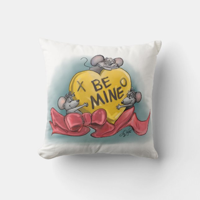 Coussin Joyeuse Saint-Valentin de Mic, Mac et Moe (Recto)