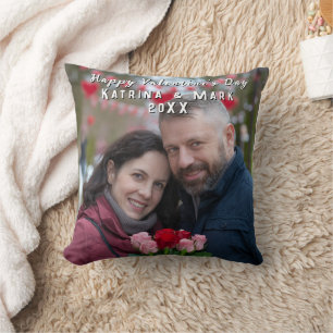 Coussin Joyeuse Saint-Valentin Photo & Noms Personnalisés