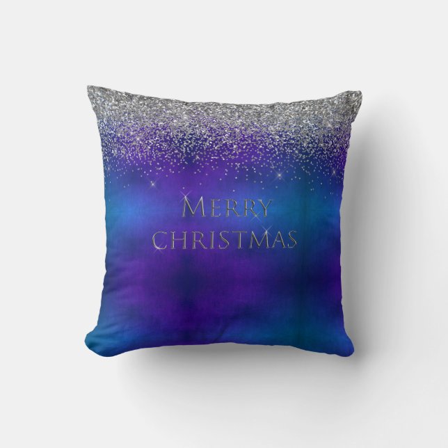 Coussin Joyeuse typographie de Noël Parties scintillant d' (Recto)