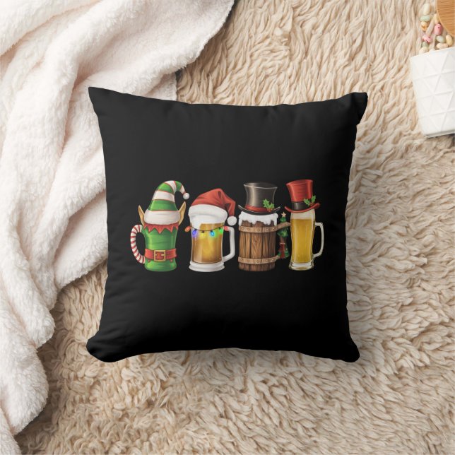 Coussin Joyeuses bières de Noël Boire Père Noël Beer Lover (Couverture)