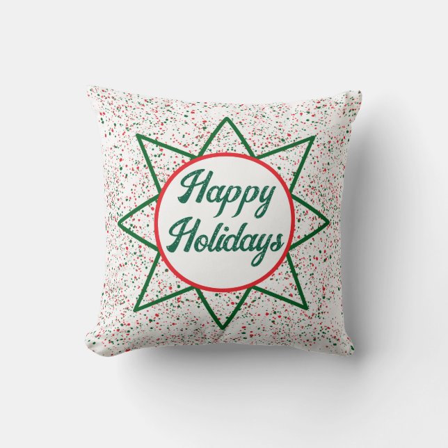 Coussin Joyeuses fêtes / Etoile / Green Red Splatter (Recto)
