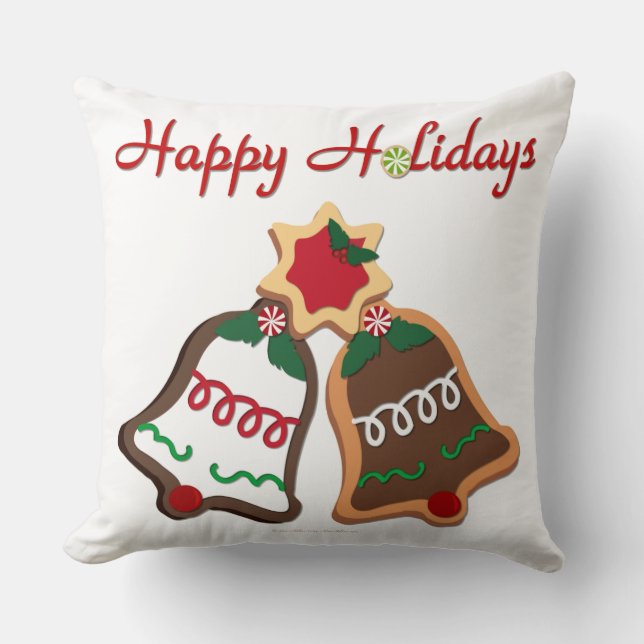 Coussin Joyeuses fêtes Noël Cookie Bells (Recto)