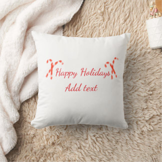 Coussin joyeuses fêtes rouge blanc nom de bonbon de noël