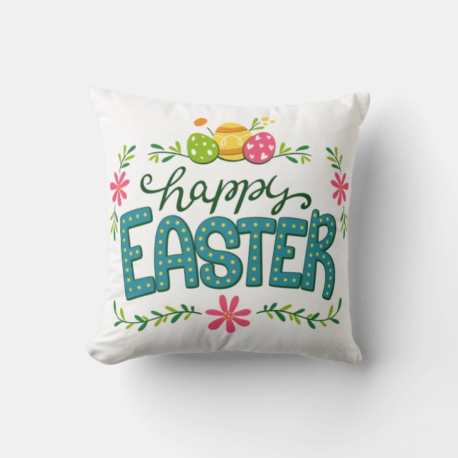 Coussin Joyeuses fleurs de Pâques OEufs de Pâques (Recto)