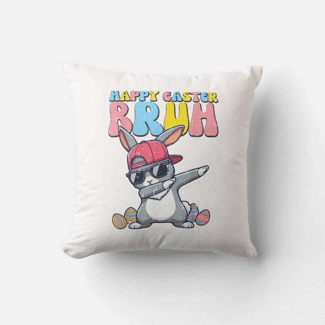 Coussin Joyeuses Pâques Bruh Lapin Dab Lapin Danse Garçons (Recto)