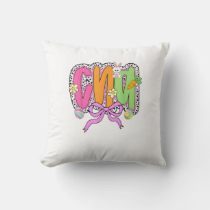 Coussin Joyeuses Pâques Infirmière CNA Coquette Nœud Lapin