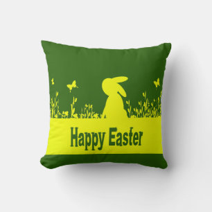 Coussin Joyeuses Pâques, lièvre rêveur