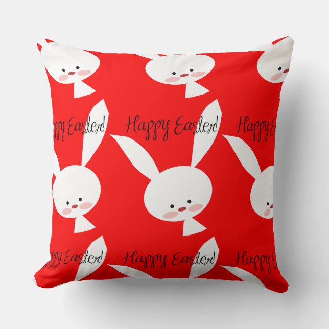 Coussin Joyeuses Pâques Motif de lapin mignon Printemps et (Recto)