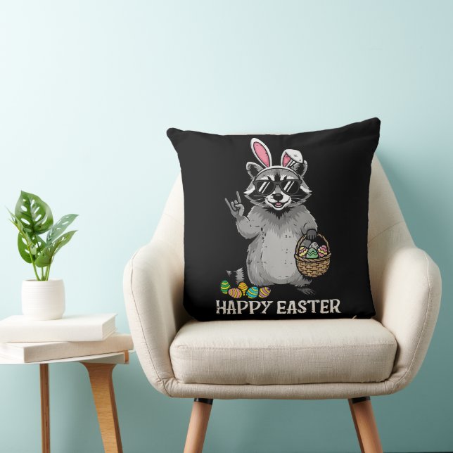 Coussin Joyeuses Pâques Raton laveur Lapin (Chaise)