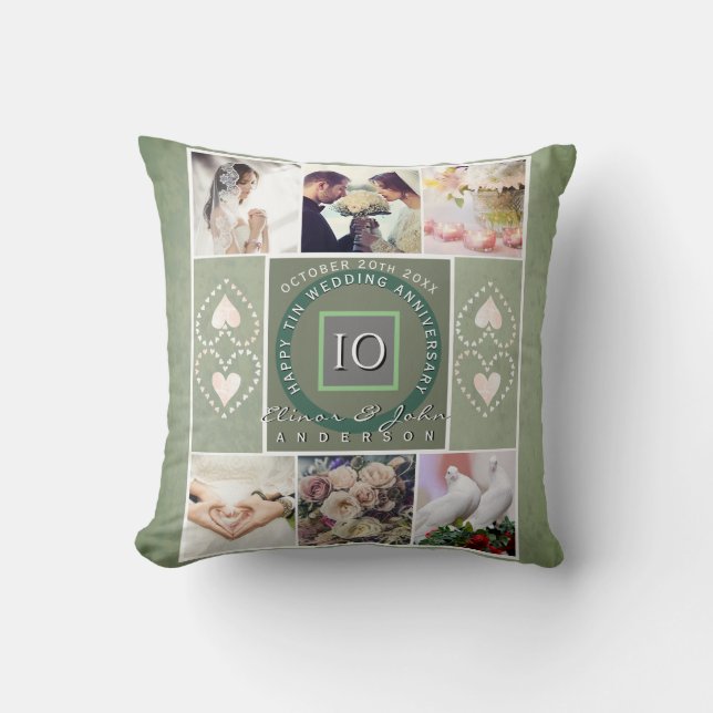 Coussin "Joyeux 10e anniversaire"6 photos Couleur mince (Recto)