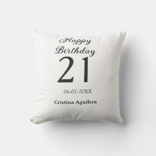Coussin Joyeux 21e anniversaire lettre gras nom simple min