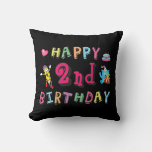 Coussin Joyeux 2e anniversaire. 2 ans avant jour.