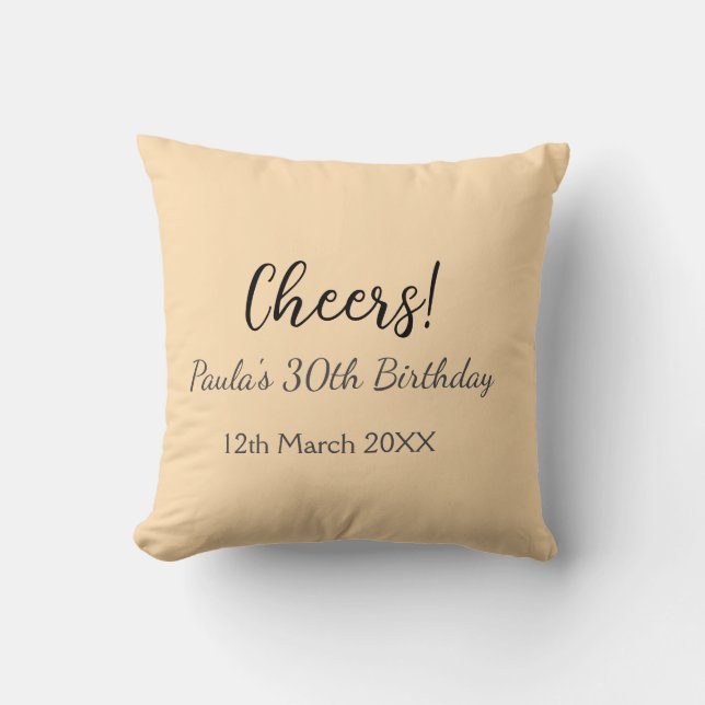 Coussin Joyeux 30e anniversaire nom date simple minimal  (Recto)