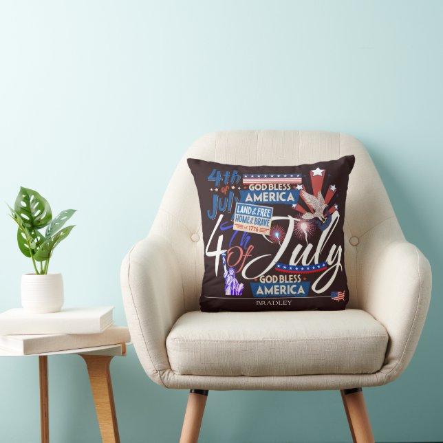 Coussin Joyeux 4 juillet fête de l'Indépendance (Chaise)