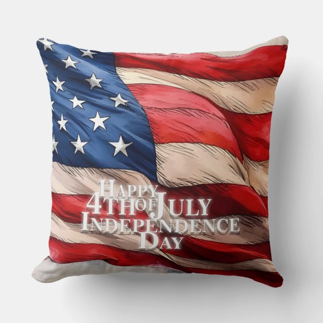 Coussin Joyeux 4 juillet - Fête de l'Indépendance (Recto)