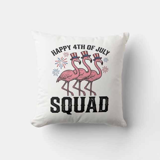 Coussin Joyeux 4 juillet Flamingo Squad Vector Design_1 (Recto)