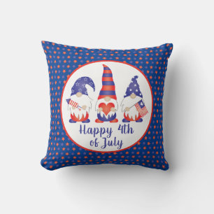 Coussin Joyeux 4 juillet Gnomes Rouge Blanc Bleu