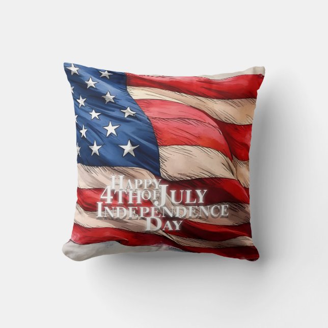 Coussin Joyeux 4 juillet - Jour de l'Indépendance (Recto)