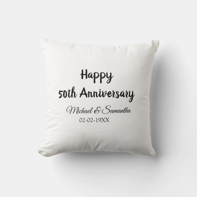 Coussin Joyeux 50e anniversaire ajoutez nom du couple date (Recto)