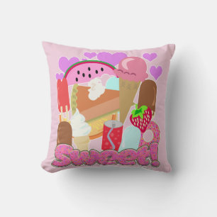 Coussin Joyeux aliment frais sucré amour dessert Dessin