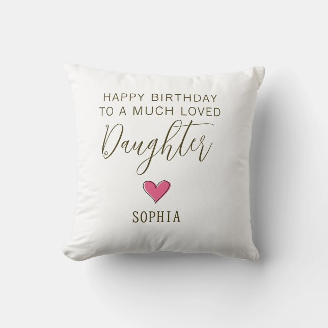 Coussin Joyeux Anniversaire à une Fille Très Aimée – Sur M (Recto)