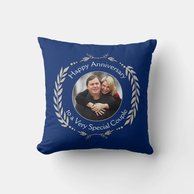 Coussin JOYEUX ANNIVERSAIRE | Ajouter une photo | Royal Bl (Recto)