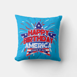 Coussin Joyeux anniversaire Amérique 4 juillet indépendanc
