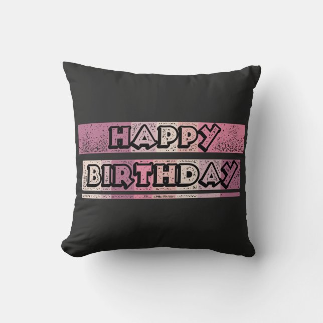 Coussin joyeux anniversaire coloré (Recto)
