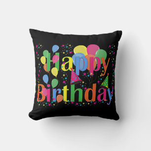 Coussin Joyeux anniversaire, coloré et festif,