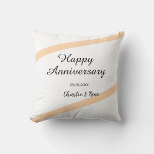 Coussin Joyeux anniversaire de mariage lignes pastel orang