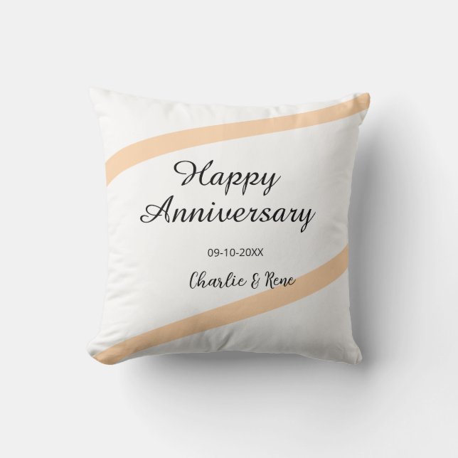 Coussin Joyeux anniversaire de mariage lignes pastel orang (Recto)