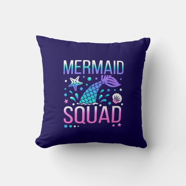 Coussin Joyeux Anniversaire Équipe de sirène 68296 (Recto)