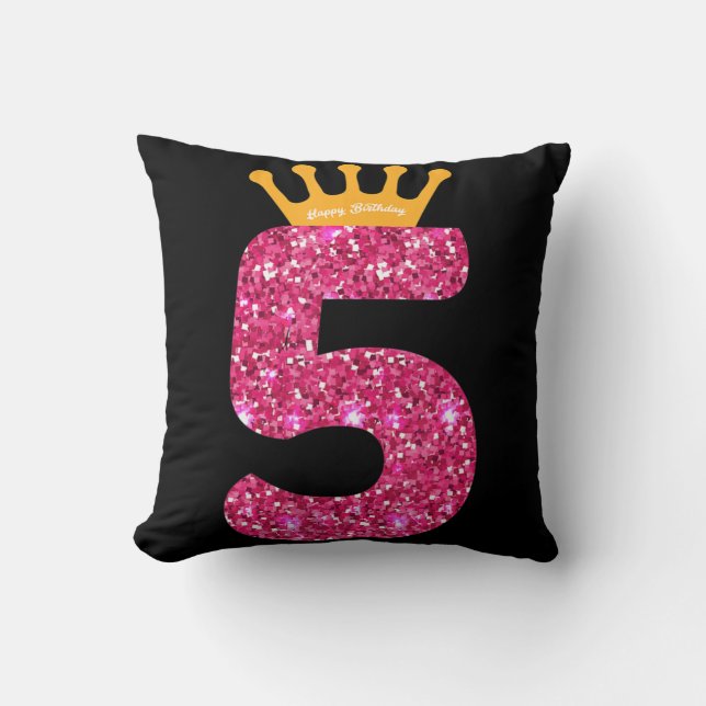 Coussin Joyeux anniversaire, Filles 5e fête 5 ans Annivers (Recto)