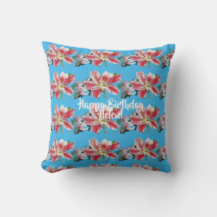 Coussin Joyeux anniversaire Lily floral dames Nom Cuchion