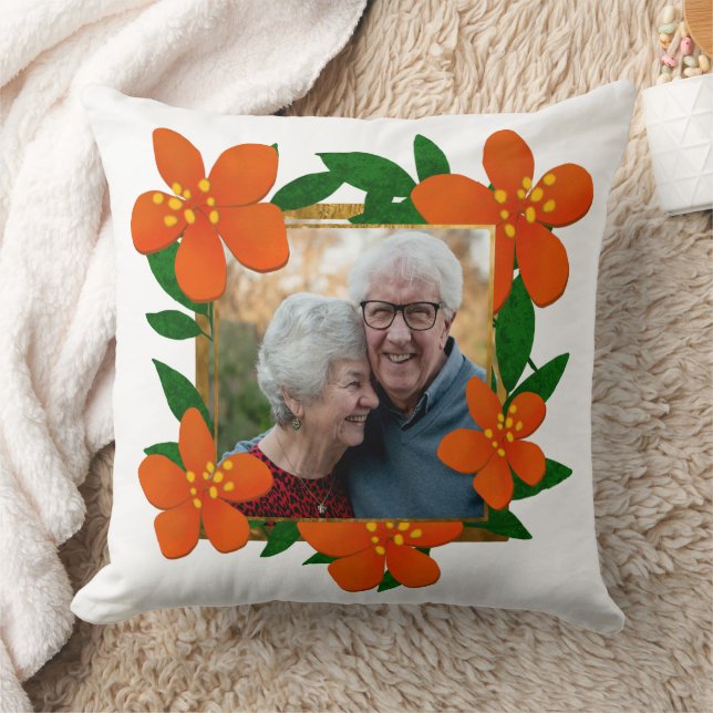 Coussin Joyeux Anniversaire Maman et Papa Orange Rouge Flo (Couverture)