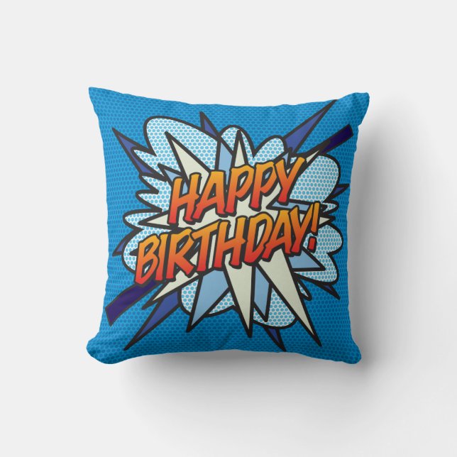 Coussin Joyeux Anniversaire Photo Fun Moderne Bande Dessin (Recto)