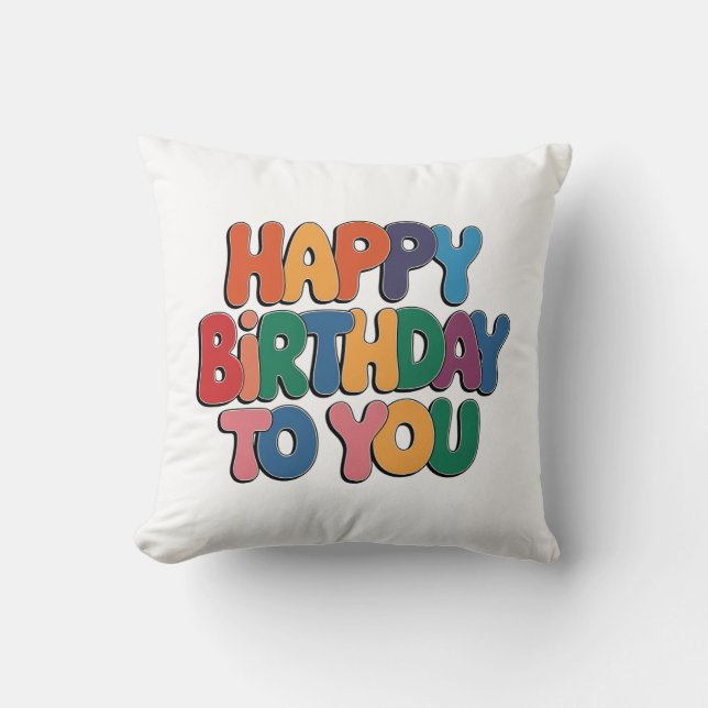 Coussin Joyeux anniversaire rétro (Recto)
