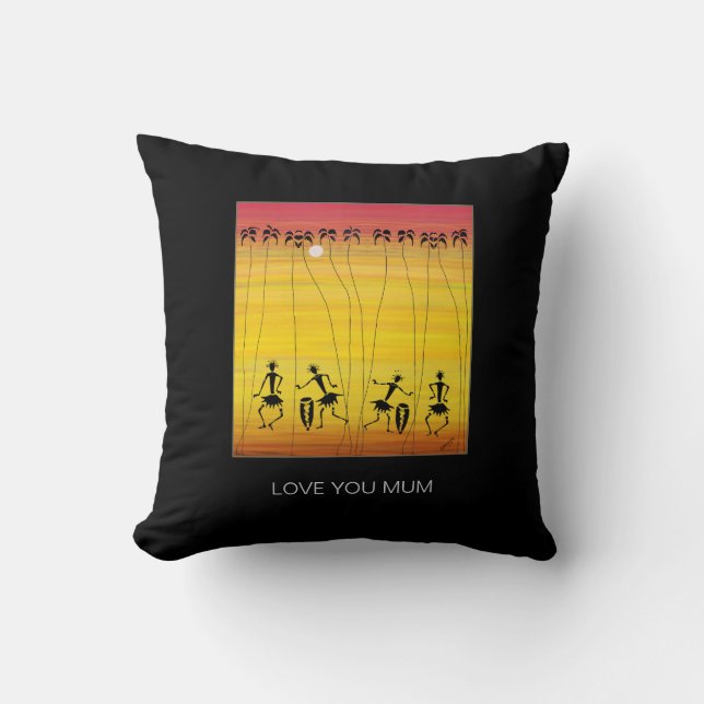 Coussin Joyeux Anniversaire Sunset Danseurs de fête (Recto)