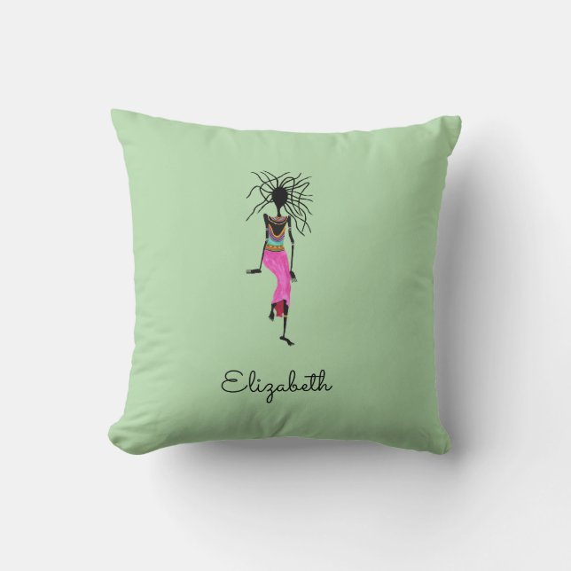 Coussin Joyeux anniversaire, une guerrière africaine (Recto)