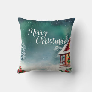 Coussin Joyeux Aquarelle sauvage Xmas Pine tree Fête