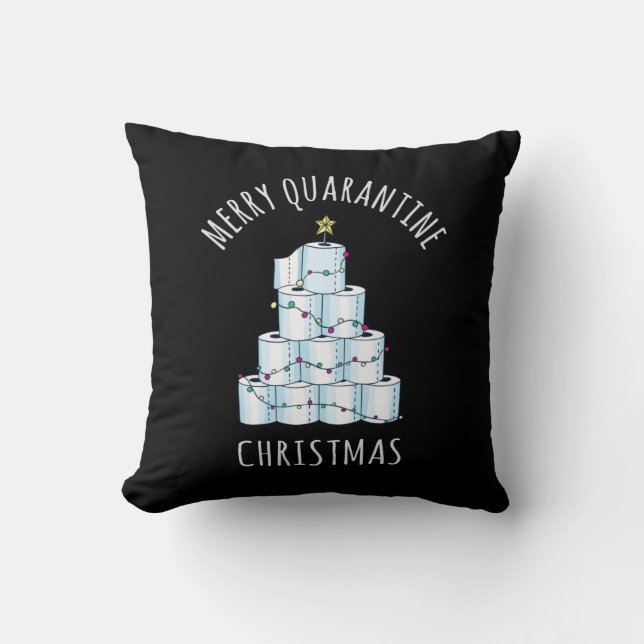 Coussin Joyeux Arbre de Noël de Quarantaine Papier Toilett (Recto)