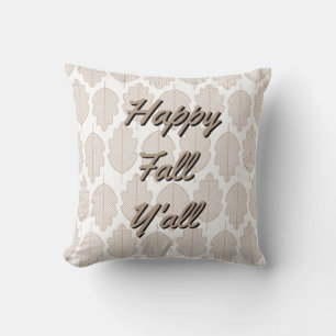 Coussin Joyeux Automne à Tous - Feuilles d'Automne Beige