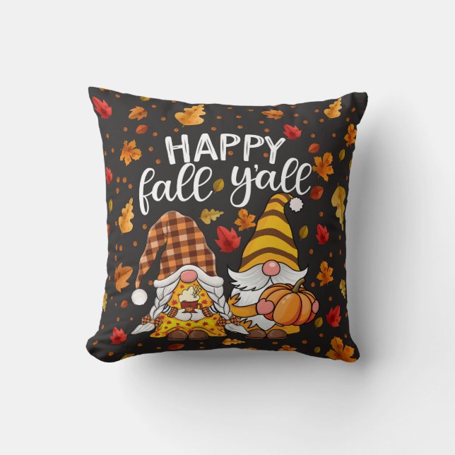 Coussin Joyeux Automne à Tous Joli Couple de Gnome (Recto)