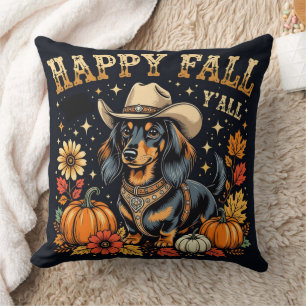 Coussin Joyeux automne Y'All Dachshund