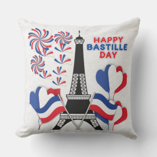 Coussin Joyeux Bastille Day/ À Paris avec Love Lace Coussi