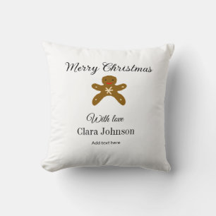 Coussin Joyeux biscuits marron de Noël ajouter un nom avec