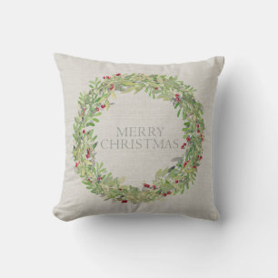 Coussin Joyeux bracelet gris couronne de couronne de Noël