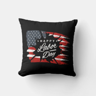 Coussin Joyeux cadeau de la fête du travail drapeau améric